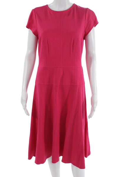 Nanette Lepore Women Fit Flare A-Line Pink Mid-Calf Dress Round Neck Size 10