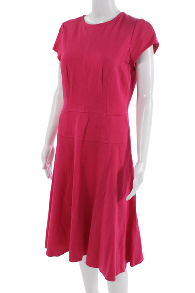 Nanette Lepore Women Fit Flare A-Line Pink Mid-Calf Dress Round Neck Size 10