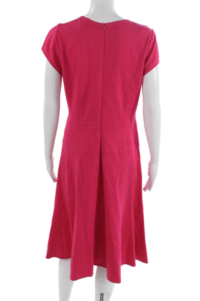 Nanette Lepore Women Fit Flare A-Line Pink Mid-Calf Dress Round Neck Size 10