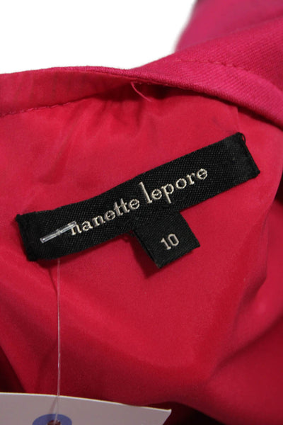 Nanette Lepore Women Fit Flare A-Line Pink Mid-Calf Dress Round Neck Size 10