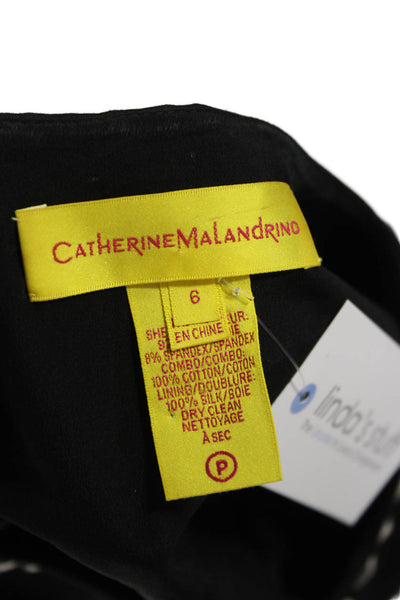 Catherine Malandrino Women Shift Dress Black Short Sleeve Silk Zip Size 6