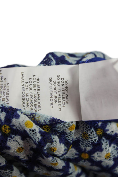 Isaac Mizrahi Women Dark Blue Floral A-Line Midi Dress Sleeveless Size S
