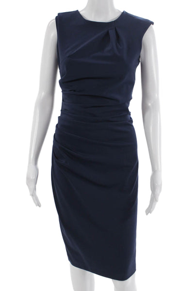 Rinascimento Women Sheath Pencil Dress Dark Blue Sleeveless Short Size S
