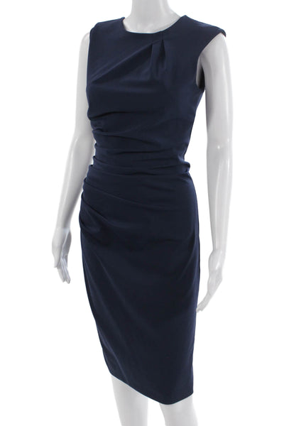 Rinascimento Women Sheath Pencil Dress Dark Blue Sleeveless Short Size S