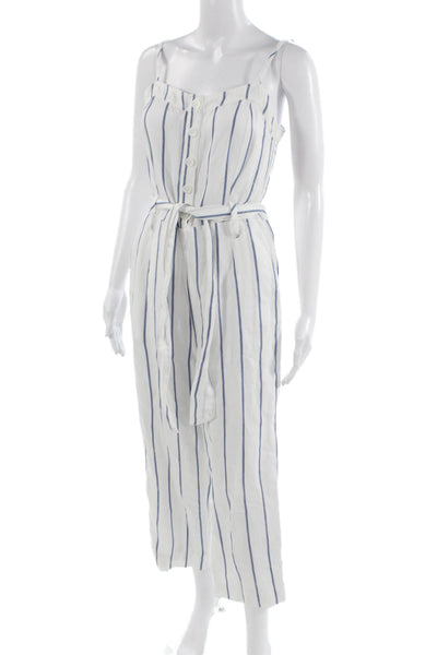 Rails Womens Striped Cotton Sleeveless Jumpsuit Square Neck White Size S