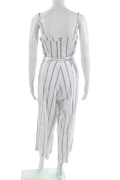 Rails Womens Striped Cotton Sleeveless Jumpsuit Square Neck White Size S