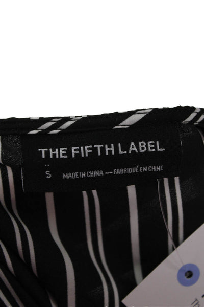 The Fifth Label Women Wrap Mini Dress Black Striped V-Neck Long Sleeve Size S