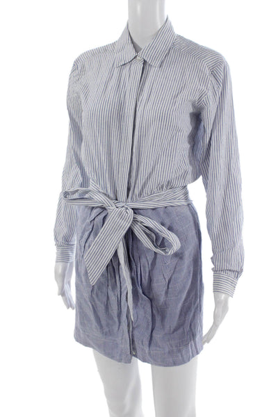 Heartloom Womens Light Blue Cotton Collared Shirt Dress Long Sleeve Size XS