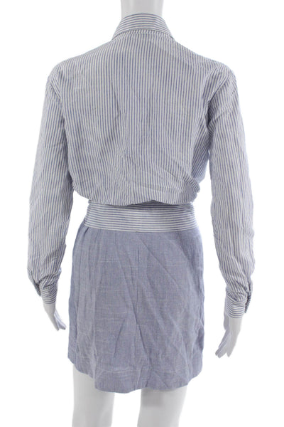 Heartloom Womens Light Blue Cotton Collared Shirt Dress Long Sleeve Size XS