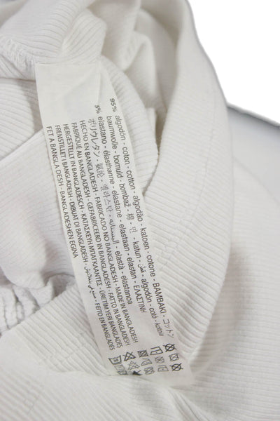 Zara Women Cropped Tank White V Neck Cotton Sleeveless Size S