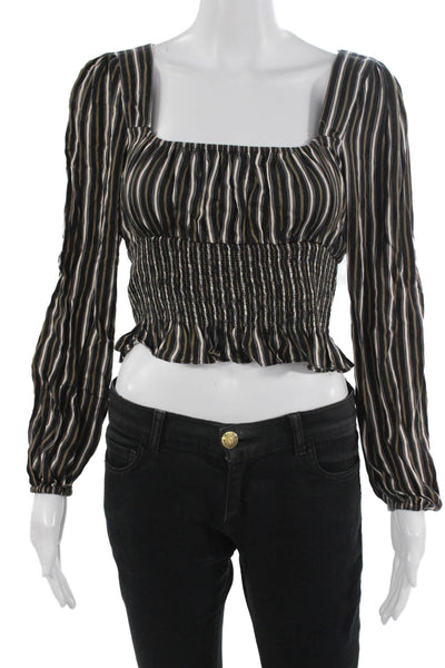 We're All Pretty Girls Women Cropped Black Blouse Long-Sleeve Size S