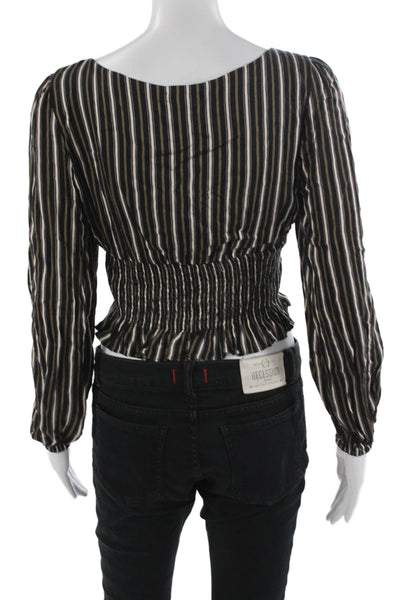 We're All Pretty Girls Women Cropped Black Blouse Long-Sleeve Size S
