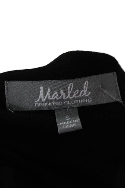 Marled Womens Basic Black Square Neck Long Sleeve Top Rayon Spandex Size S