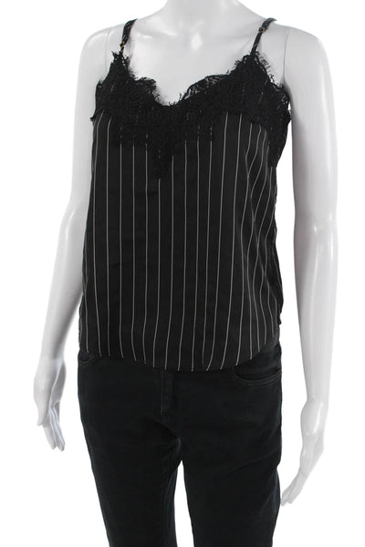 Heartloom Women Camisole V-Neck Striped Black Sleeveless Size S