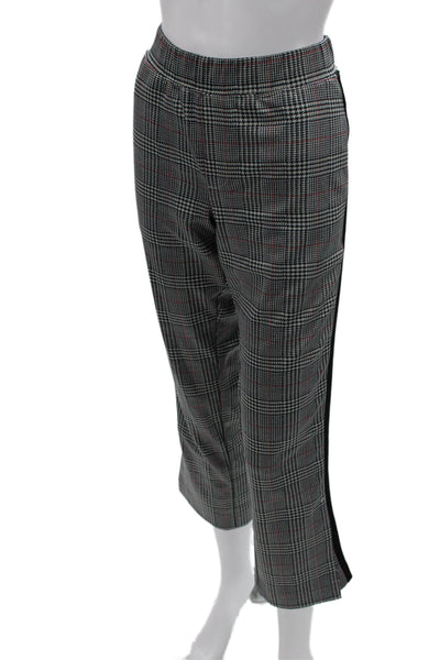 Pam & Gela Women Dark Gray Plaid Cropped Ankle Pants Zip Closure Size M