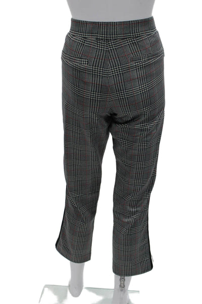 Pam & Gela Women Dark Gray Plaid Cropped Ankle Pants Zip Closure Size M