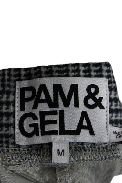 Pam & Gela Women Dark Gray Plaid Cropped Ankle Pants Zip Closure Size M