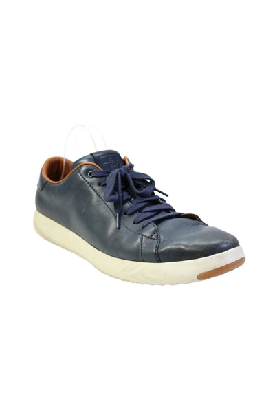 Cole Haan Grand.OS Mens Leather Lace Up Walking Sneakers Blue Size 13 Medium