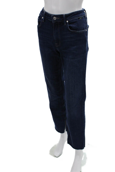 Mavi Women Cropped Straight Jeans Dark Blue High Rise 28 Inseam Size 29