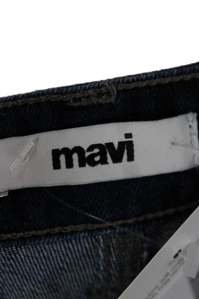 Mavi Women Cropped Straight Jeans Dark Blue High Rise 28 Inseam Size 29