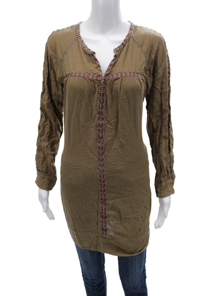 Isabel Marant Womens Brown V Neck Geometric Tunic Size S