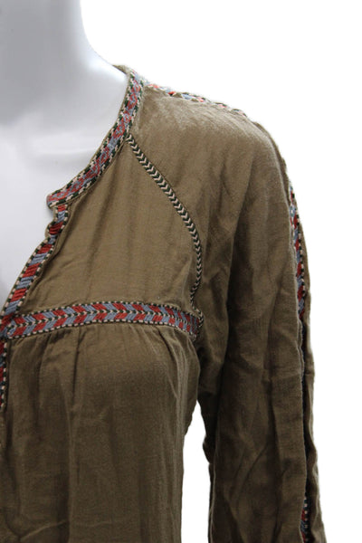 Isabel Marant Womens Brown V Neck Geometric Tunic Size S