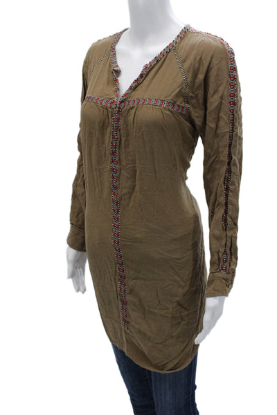 Isabel Marant Womens Brown V Neck Geometric Tunic Size S