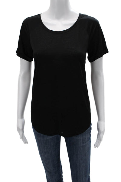 Lululemon Women Basic Black T-Shirt Short Sleeve Round Neck Poly Spandex Size S