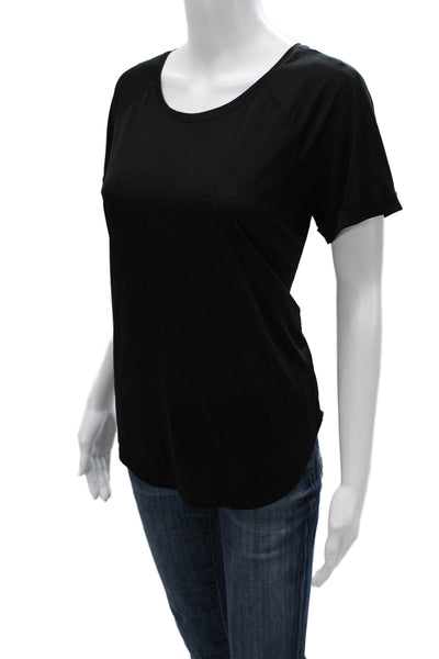Lululemon Women Basic Black T-Shirt Short Sleeve Round Neck Poly Spandex Size S