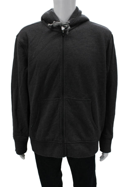 Eddie Bauer Mens Full-Zip Hoodie Dark Gray Cotton Polyester Size XL