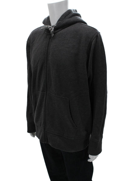 Eddie Bauer Mens Full-Zip Hoodie Dark Gray Cotton Polyester Size XL