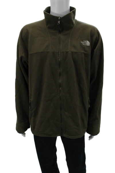 The North Face Mens Windbreaker Green High Neck Zip Polyester Size XL