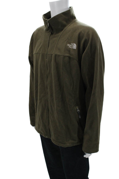 The North Face Mens Windbreaker Green High Neck Zip Polyester Size XL