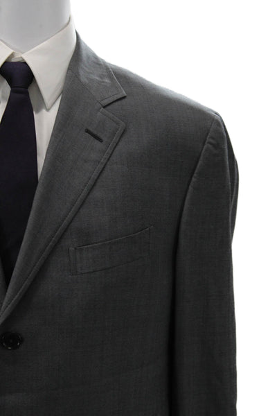Etro Mens 2 Piece Gray Suit Collared Button Long Sleeve Size 56
