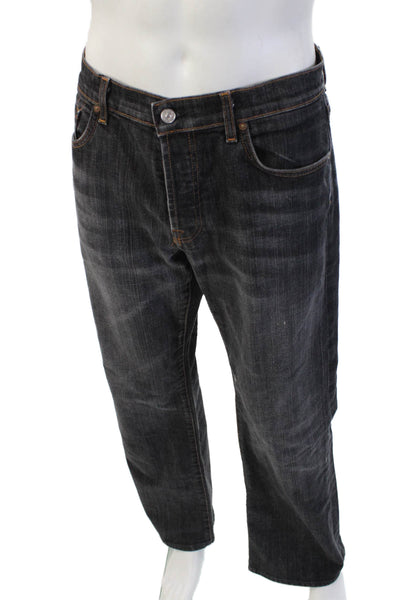 7 For All Mankind Mens Straight Jeans Dark Gray Button Fly Size 34