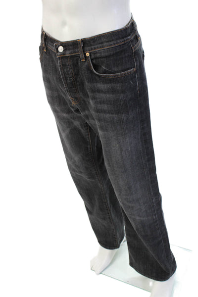 7 For All Mankind Mens Straight Jeans Dark Gray Button Fly Size 34