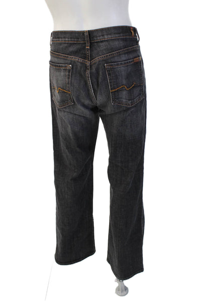 7 For All Mankind Mens Straight Jeans Dark Gray Button Fly Size 34