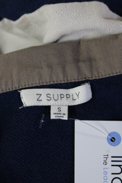 Z Supply Womens Pullover Sweatshirts Striped 3/4 Sleeve Beige Cotton Size S
