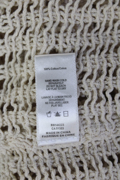 Bishop and Young Womens Cropped Tank Sleeveless Beige Crew Neck Zip Boho Size M