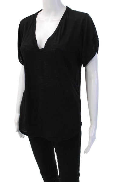 Nation LTD Womens Basic V Neck Black Short Sleeve T-Shirt Size One Size