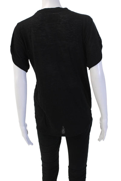 Nation LTD Womens Basic V Neck Black Short Sleeve T-Shirt Size One Size