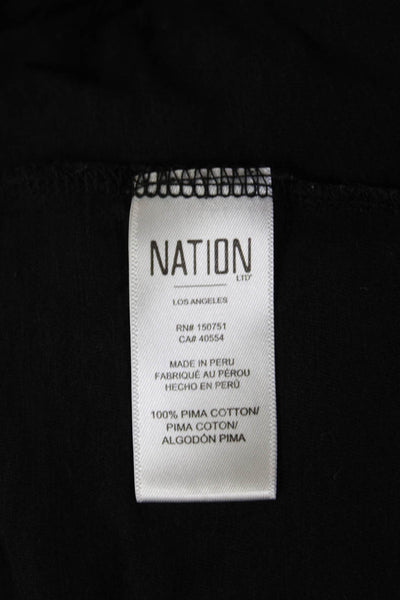 Nation LTD Women Basic V-Neck Black Pima Cotton Short Sleeve T-Shirt Size S