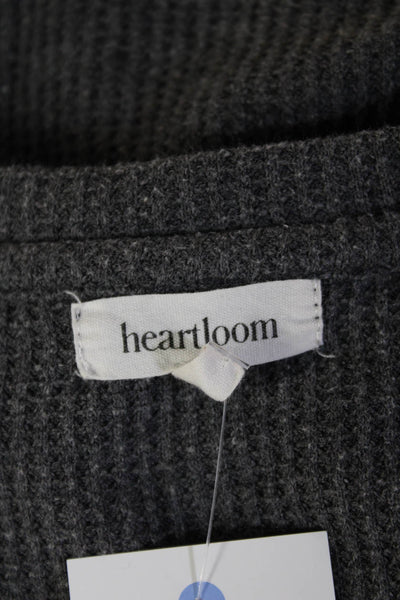 Heartloom Women Basic V-Neck Long Sleeve Gray Top Cotton Blend Size S