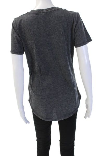 Z Supply Women Grunge V Neck Short Sleeve Dark Gray T-Shirt Size M