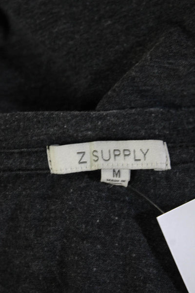 Z Supply Women Grunge V Neck Short Sleeve Dark Gray T-Shirt Size M