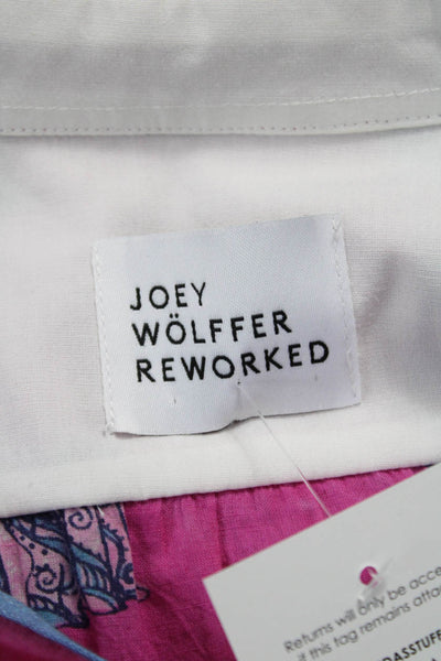 Joey Wolffer Womens Bohemian Collared Button-Up Long Sleeve Pink Cotton Size M