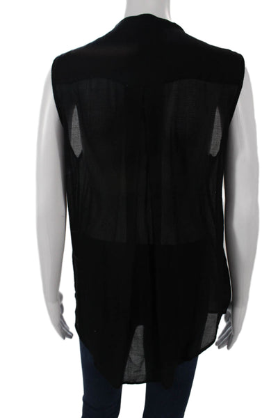 L'Agence Womens Black Sleeveless Blouse Button Closure Designer Size S