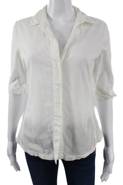 Standard James Perse Women Button-Up White 3/4 Sleeve Supima Cotton Size 3