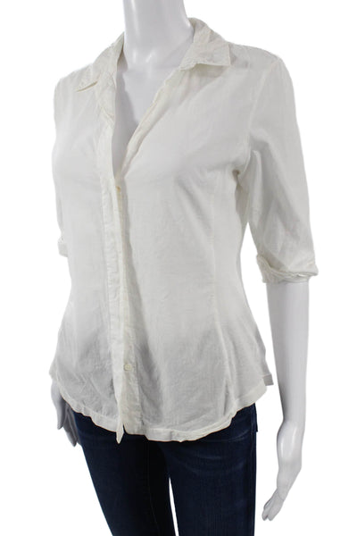 Standard James Perse Women Button-Up White 3/4 Sleeve Supima Cotton Size 3