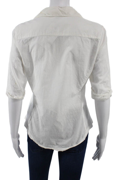 Standard James Perse Women Button-Up White 3/4 Sleeve Supima Cotton Size 3